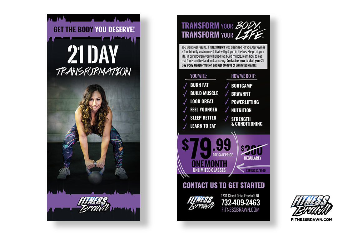 Rack Card 21 Day Transformation Fitness Marketing